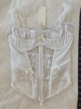For Love & Lemons White Lace Bustier Corset Top - Women's Intimates
